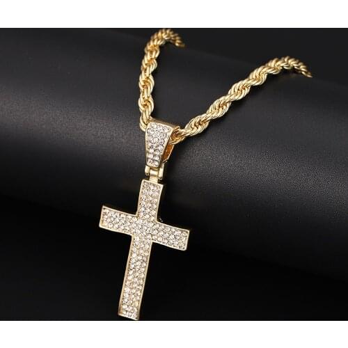 Tainless Steel Necklace For Women Lovers Gold And Rose Gold Color Chain Cross Necklace Small Cross Religious Jewelry