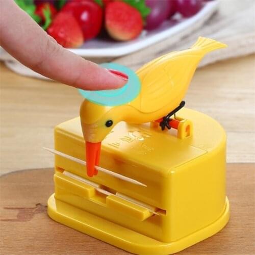 1PCS Cute Bird Toothpick Storage Box Gift Push-Type Household Creative American Cartoon Toothpick Storage Plastic Box
