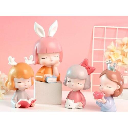 Resin Angel Girl Piggy Bank Statue Ornaments Fairy Garden Miniatures Creative Home Decoration Accessories Birthday New Year Gift