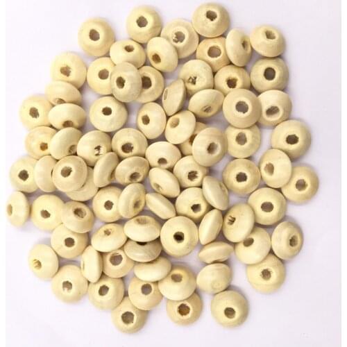 Popular DIY Wood Flat Round Beads Loose Spacer Charms Handmade Jewelry Findings Wood Color Kids Beads 100Pcs/Lot 6*11mm