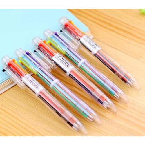 Multicolor Ballpoint Pen Stationery Press 6 Color Oil Pen for Office School Students Ballpoint Pen Office Supplies Pens Gift TS2