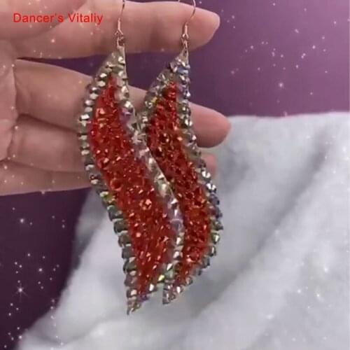 Belly Dance Earrings Diamond Eardrop Performance Accessories Female Oriental Dancing Temperament Competition Rhinestone Dangler