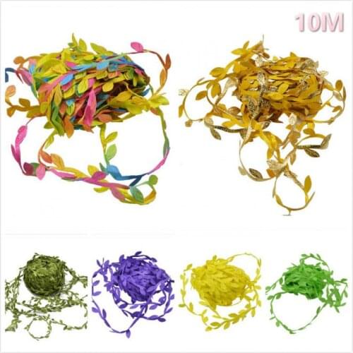 10 Meter Silk Leaf-Shaped Handmake Artificial green Leaves For Wedding Decoration DIY Wreath Gift Scrapbooking Craft Fake Flower