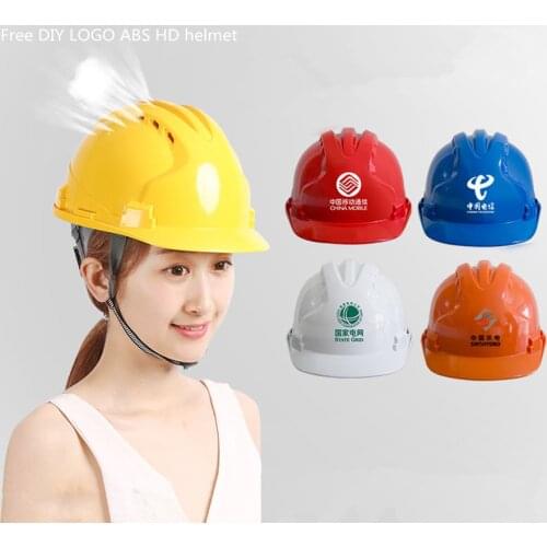 Three Ribs High Strength Helmet Site ABS Labor Insurance Anti-smashing Construction Engineering Safety Breathable Cap DIY LOGO F