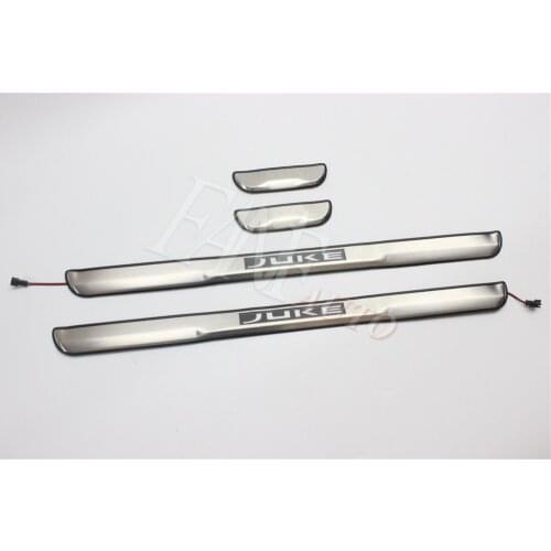 Stainless Steel Led Door Sill Scuff Plate Guard Sills Protector Trim For Nissan Juke 2010-2019