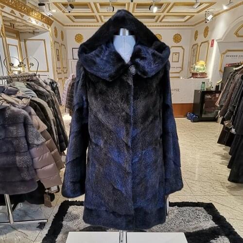 WINTER PALACE 2020 Women new models mink coat Natural fur mink coat is very convenient Mink combined with hood 02-71