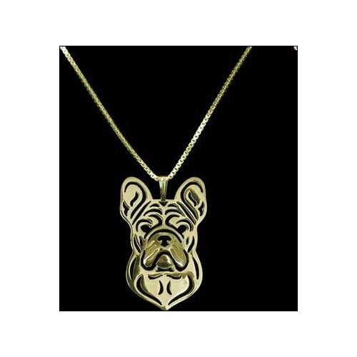 1PCS drop ship Summer fashion Boho Chic french bulldog necklace Classic dog pendant golden two colors plated