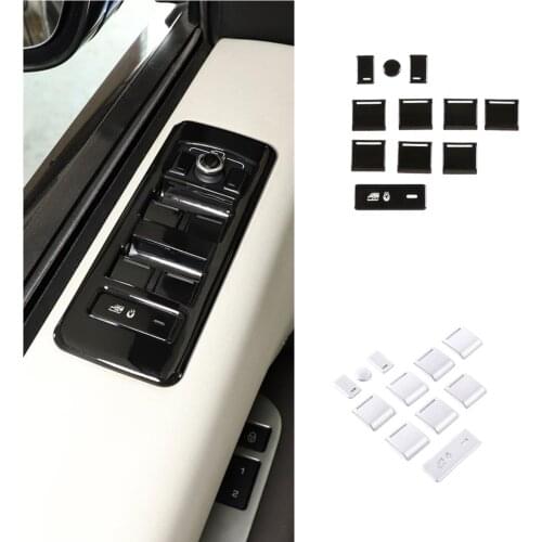 For Land Rover Discovery5 Range Rover Vogue 13-17 Aluminum Alloy Car Interior Window Lift Switch Patch Sticker Accessories 11PCS