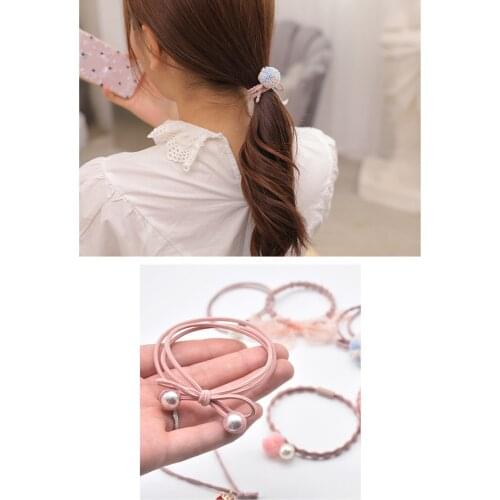 12PCS/Set Hair Ropes Ponytail Holders Hair Accessories Elastic Hair Bands Cute Elastic Hair Ties Pearl Bowknot