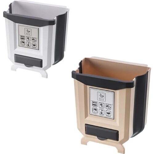 2Pcs Hanging Trash Can Folded with Trash Bag Storage Slot,for Kitchen,Small Waste Garbage Can/Trash Bin