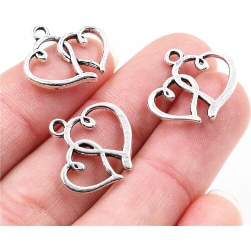 20x19mm 20pcs Antique Silver Plated Heart Handmade Charms Pendant:DIY for bracelet necklace-P5-39