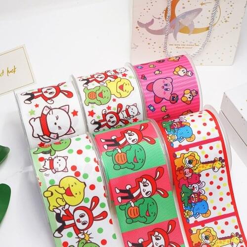 3 Inch 75 mm Cartoon Printed Grosgrain Ribbons For Hair Bows Craft Suppliers 53616