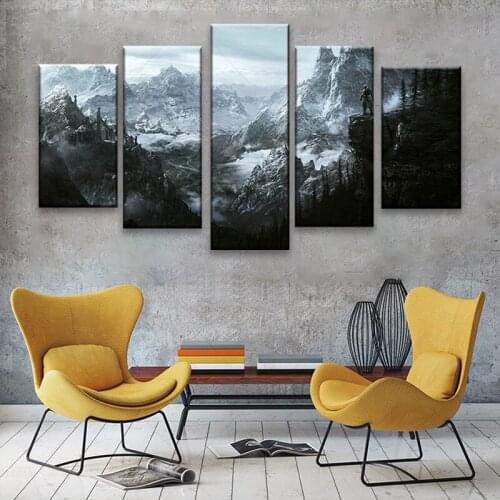 5 Panels wall art on canvas HD living room modular landscape picture mountain peak decoration painting wall decor home decor