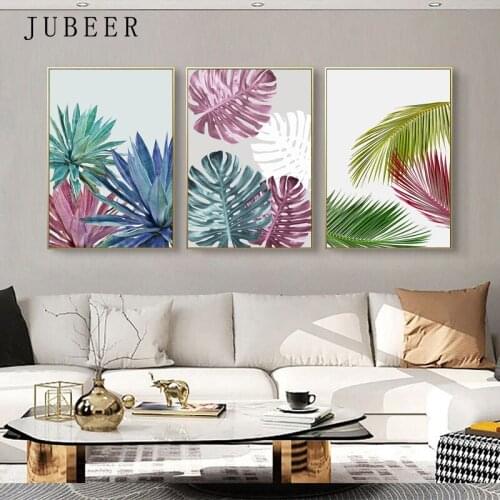 Scandinavian Style Leaf Abstract Canvas Painting Color Leaves Posters on The Wall Canvas Prints for Living Room Home Decoration