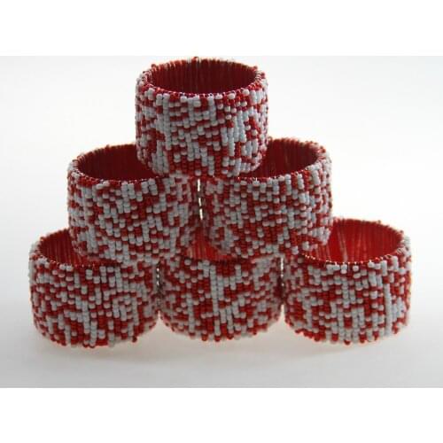 Free shipping qn17122501 Mixed glass beads napkin ring for wedding 6 pcs , decoration napkin holder