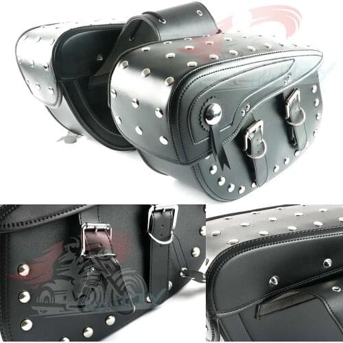 Big size retro black brown part motorbike tail tool bags rivet prince cruise moto luggage bag for harley motorcycle Saddle Bags