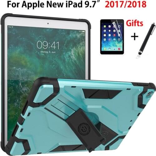 Case For iPad 9.7 6th Generation 2017 2018 A1954 Cover Heavy Duty Armor Hybrid Anti-knock Silicon Hard Back Shell +Stylus+film