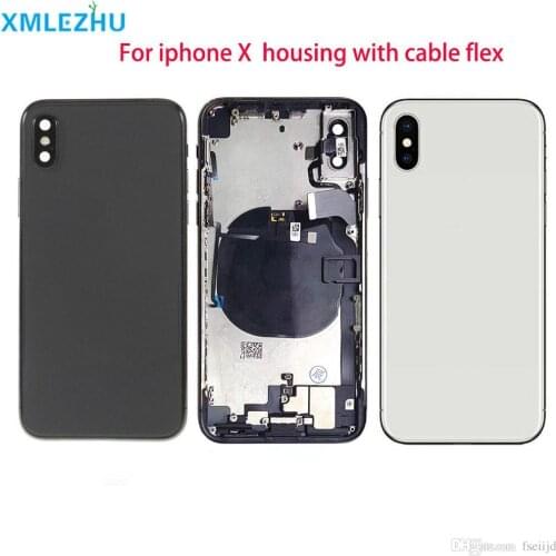 Full Housing Case For iphone X XR Battery Back Cover Door Rear Cover + Middle Frame Chassis With Flex Cable