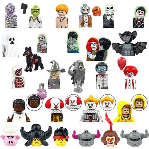 Kids Toys Movie Cartoon Figures Building Block Magician Military Soldier City Occupation Figurine Halloween Character Bricks
