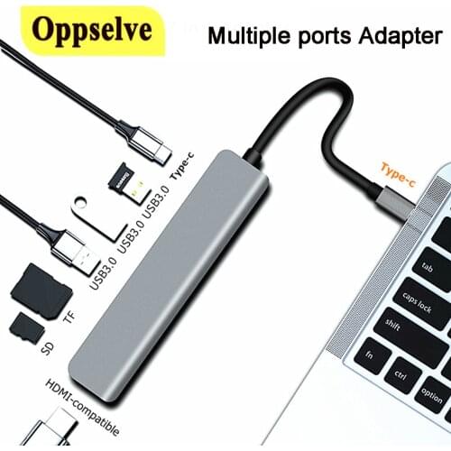 USB C Hub to HDMI-compatible Rj45 PD Adapter OTG Thunderbolt 3 Dock Station with PD TF SD for Macbook Pro/Air M1 2021 Type C Hub
