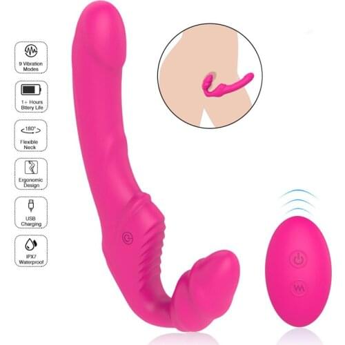 Strapon Dildo Vibrator Double Vibrating G Spot Adult Sex Toy for Women Lesbian Wireless Remote Cobntrol USB Rechargable Vibrator