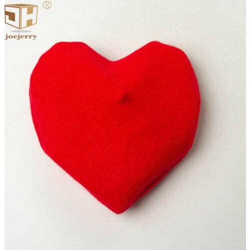Fedora Beret Hat Wool Berets Female Heart Shape Top Red Party Hat Women Girls Winter Spring 2019 New fashion