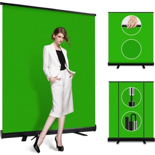 Green Screen Background with stand Extra large 150x200 cm Photo Chroma Key Panel Backdrops Pull Style for Virtual Studio YouTube