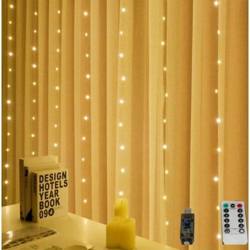3*3/3*2M Curtain Garland on The Window USB String Lights Fairy Festoon Remote Control Garland LED Christmas Decorations for Home