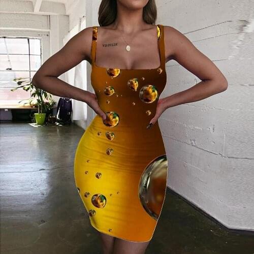 Giyu Brand Psychedelic Dresses Women Abstract Sundress Harajuku Halter Sleeveless Art Bodycon Dress Womens Clothing Party