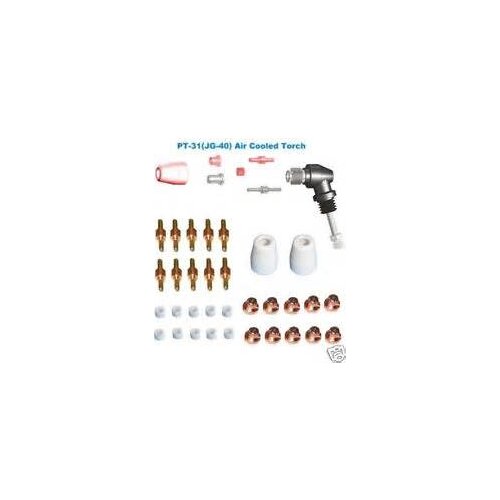 PT31/JG40 Hand Use Torch Head With Power Switch+Extended Nozzle 15pcs +15pcs Extended Electrode+5pcs shield +10pcs Swirl Ring