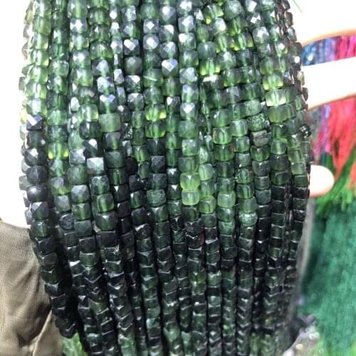 Small Square Shape Faceted Beads Natural Stone Russian Jaspers Loose Beads for Jewelry Necklace Making DIY Supplies