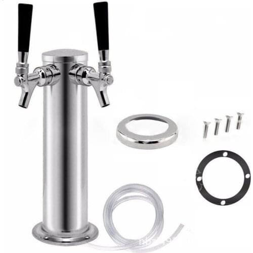 Homebrew Two Taps Beer Tower Stainless Steel Double Beer Tap Faucet Bar Accessoires Silver