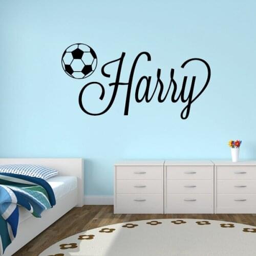 Personalised Name with Soccer Ball Wall stickers Baby Creative Gifts Removable Waterproof Vinyl Wall Decor For Bedroom ZA021