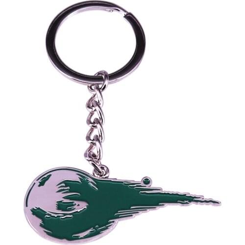 Casual Game Final Fantasy 7 Keychain Cute Meteor with Green Tails Pendant Keyring Jewelry Fashion Enamel Key Holder Cosplay Gift