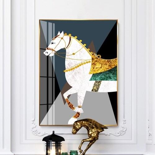 Classic Modern White Horse racing Canvas Print Painting Poster Cool Wall Art Wall Pictures for Entryway Large Size Home Decor