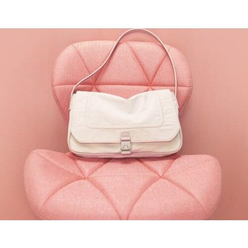 Korean Women Bag Solid Nylon Satchels LOCK Casual Shoulder Bags Handbags Simple Tote Bag High Quality Girls Bag All-match