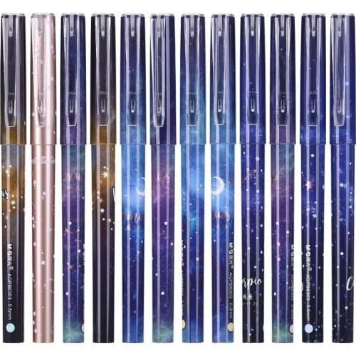 M&G 6PCS/9PCS Twelve Constellation Blind Box Gel Pen 0.5mm Black Ink School Student Stationery Office Sign Pen Financial Pen
