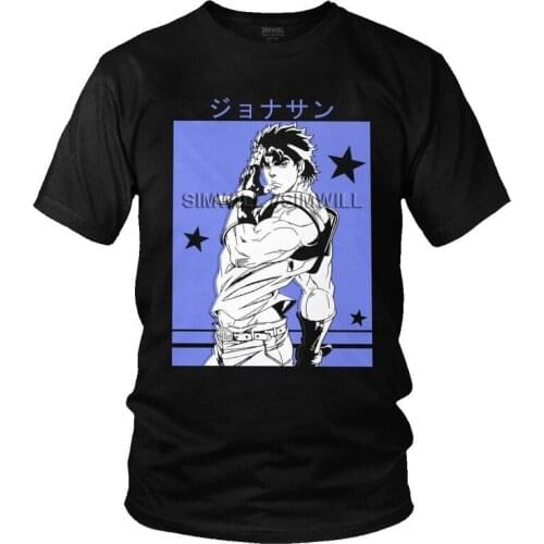 Male Jojo Bizarre Adventure T-Shirt Funny Anime Manga Jonathan Joestar Tshirt Short Sleeve Cool T Shirt Homme Cotton Tee Merch