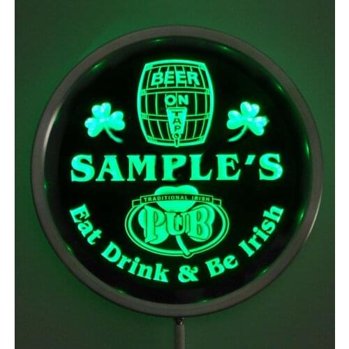 Rs-pa-tm Custom LED Neon Round Signs 25cm/ 10 Inch - Personalized Irish Pub Bar Sign RGB Multi-Color Remote Wireless Control