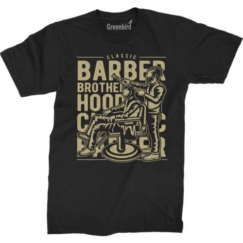 2018 New Pure Cotton Short Sleeves Hip Hop Fashion Barber Brotherhood T-Shirt Haircut Clippers Barbershop Hairdresser Shave Tee