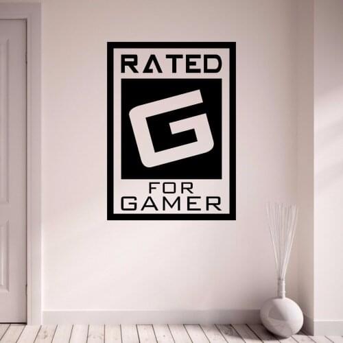 Rated G for Gamer Gaming Boy Room Hallway Home Decal Window Decal Removable Vinyl Art Wall Sticker Autocollant Mural B110