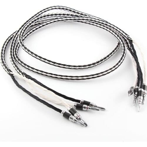 Pair HI-End OCC Silver Plated Kimber 7N Speaker Cable banana Plugs Hifi Audio loudspeaker Cable with Kimber Banana plugs