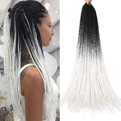 Belle Show Senegalese Twist Hair Crochet Braids Synthetic Black White Ombre Braiding Hair Extensions Grey Purple Pink Twist Hair