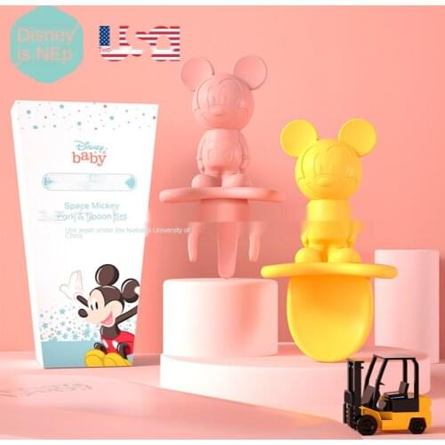 Disney Short Handle Silicone Licking Spoon Baby Learn to Eat Training Baby Food Supplement Eating Soft Spoon Tableware