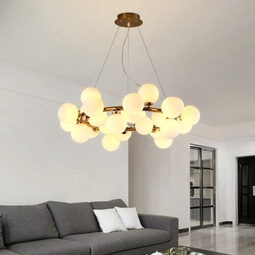 Nordic Round chandelier Glass Ball Chandeliers Restaurant Bar Kitchen Living room ring scandinavian lamp fixtures