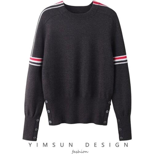 Tbb2021 autumn and winter ribbon retro round neck pullover sweater cardigan sweater men and women the same couple