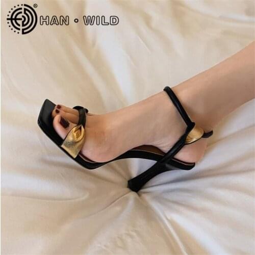 INS Fashion Sexy High Heels Shoes Summer Women Sandals Square Toe Ladies Ankle Strap Sandals Womens Pumps Casual Shoes