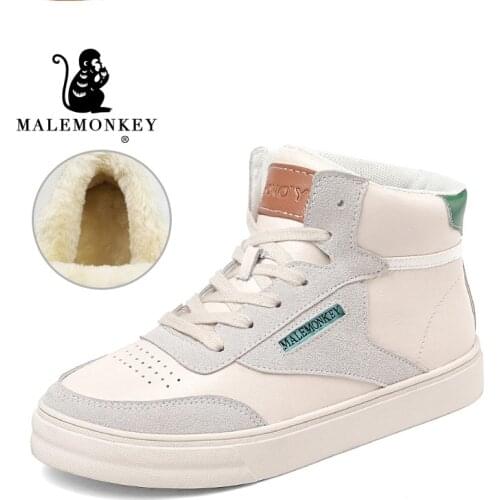 2020 Women High Top Sneakers Short Plush Autumn Winter Casual Shoes Woman Platform Leather Soft Women sport Shoes 841749