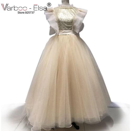 VARBOO_ELSA Arabic evening Dress Vestidos De Formatura O neck Sexy Prom Dresses 2018 Appliques Beaded champange Prom Dresses
