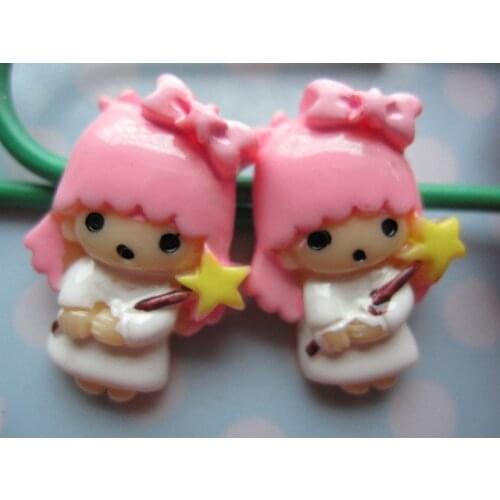 10pcs/lot kawaii flat back resin cartoon girl with star kids DIY resin cabochons accessories about 25mm